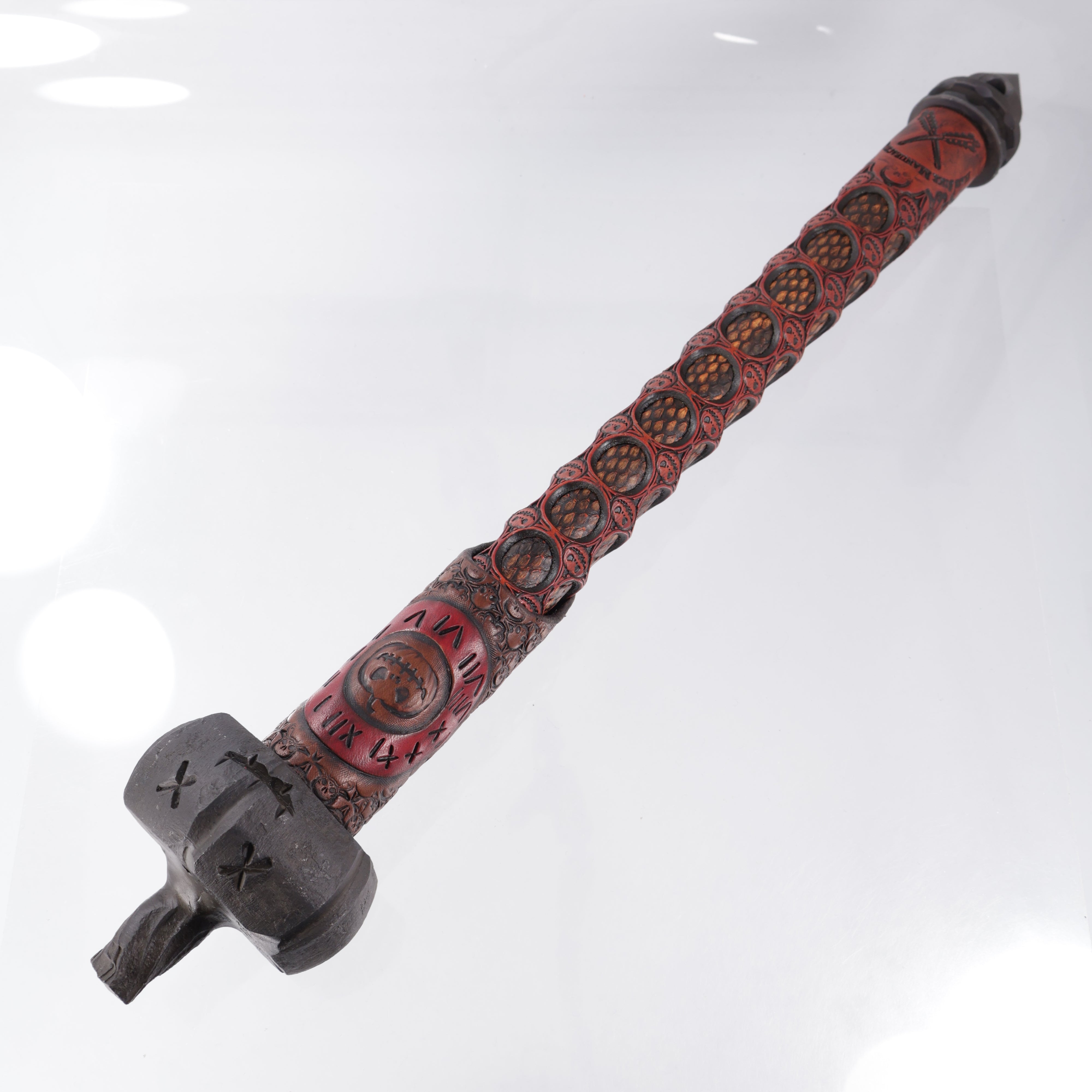 Hatestick Pumpkin Stick - Dyed Python Skin Base Wrap - Large Windowed Pumpkin Work - Doom Pumpkin Overstrike