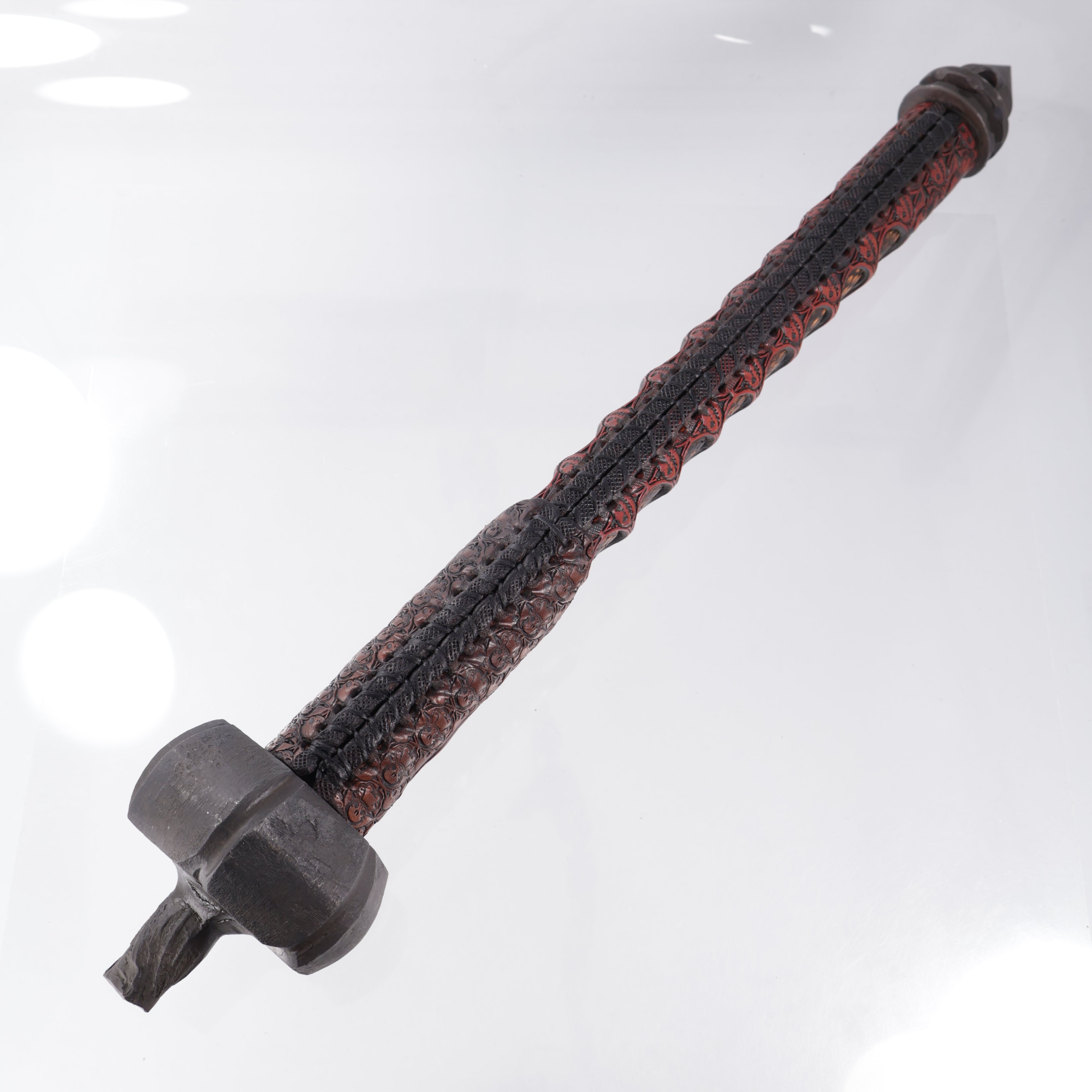Hatestick Pumpkin Stick - Dyed Python Skin Base Wrap - Large Windowed Pumpkin Work - Doom Pumpkin Overstrike