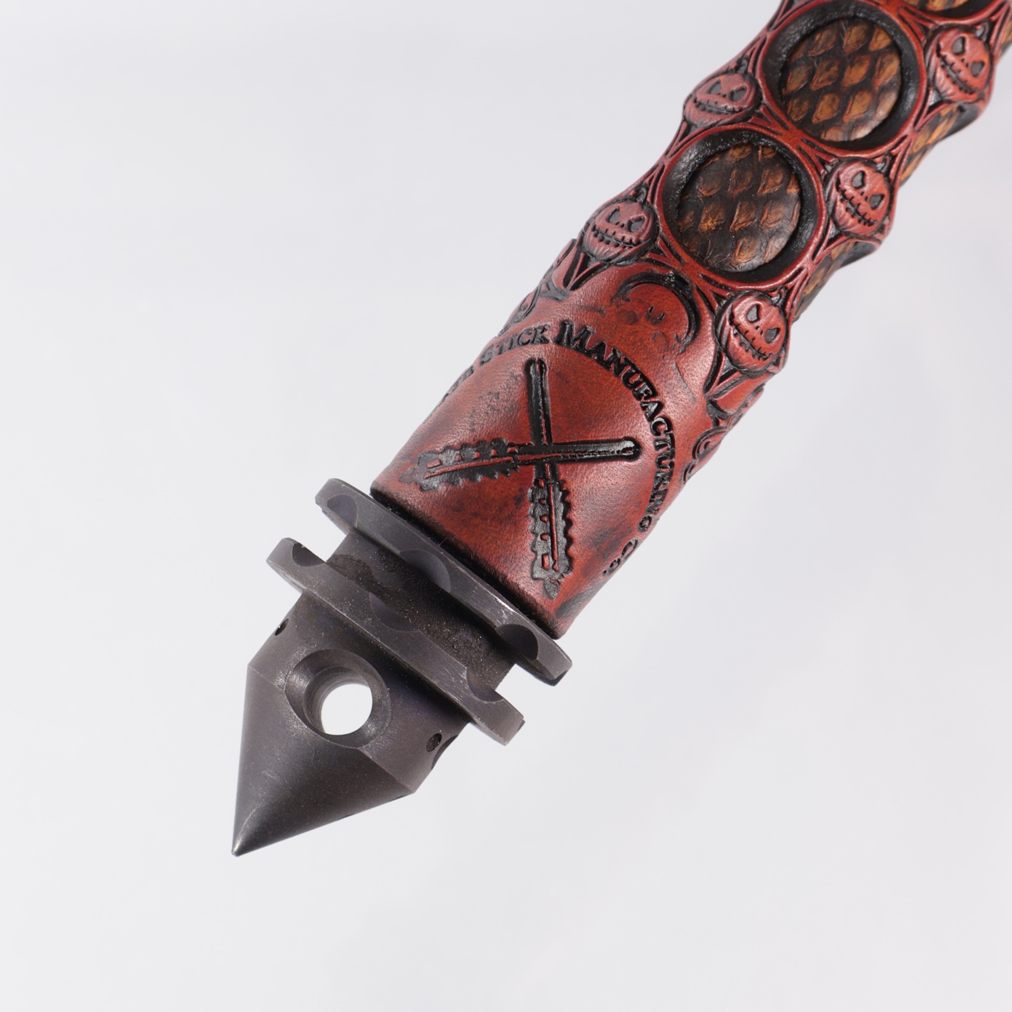 Hatestick Pumpkin Stick - Dyed Python Skin Base Wrap - Large Windowed Pumpkin Work - Doom Pumpkin Overstrike