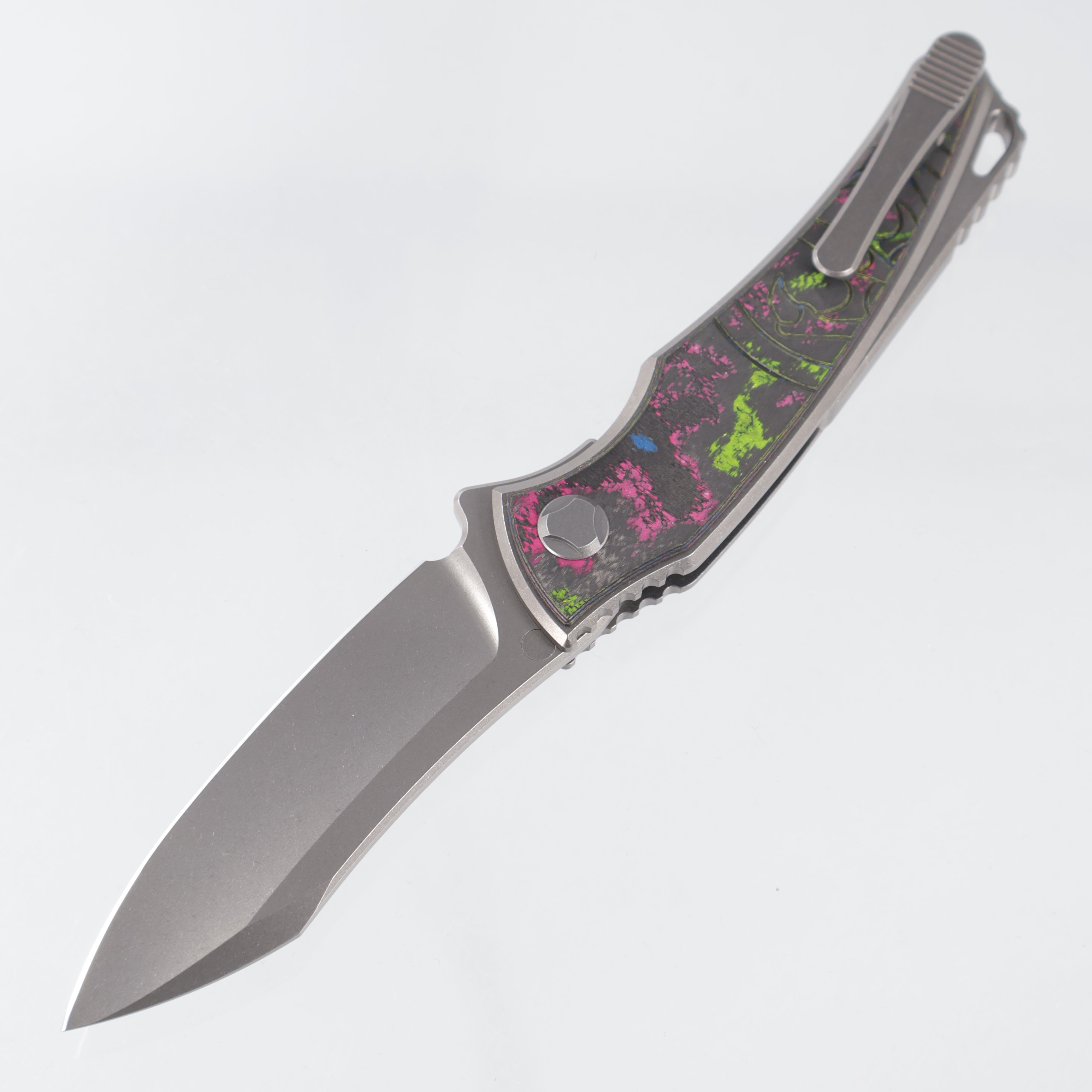 Hawk Knives Talon Auto - Brightwash Titanium w/ 80s Camo Carbon - Brightwash M390 - BROP Exclusive