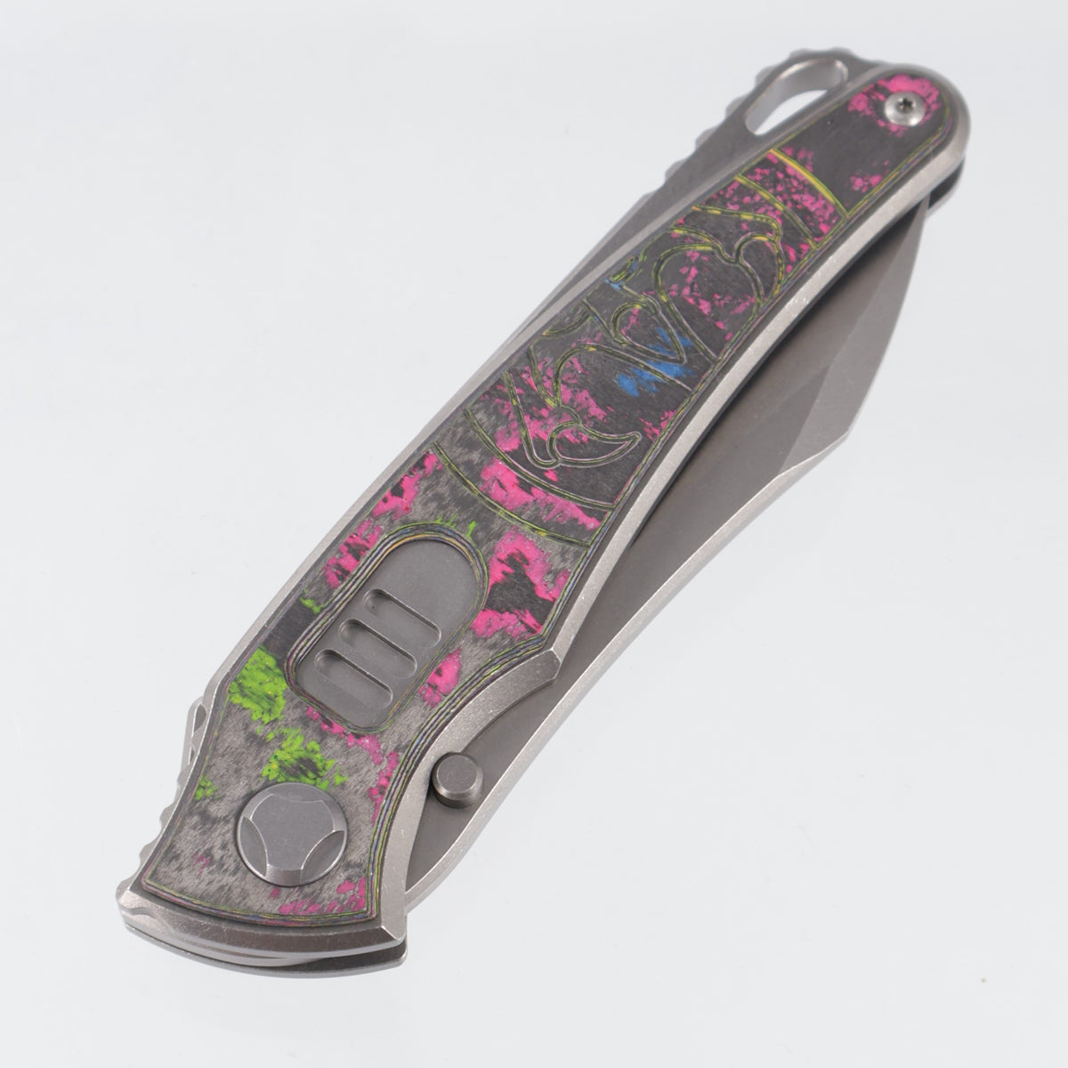 Hawk Knives Talon Auto - Brightwash Titanium w/ 80s Camo Carbon - Brightwash M390 - BROP Exclusive