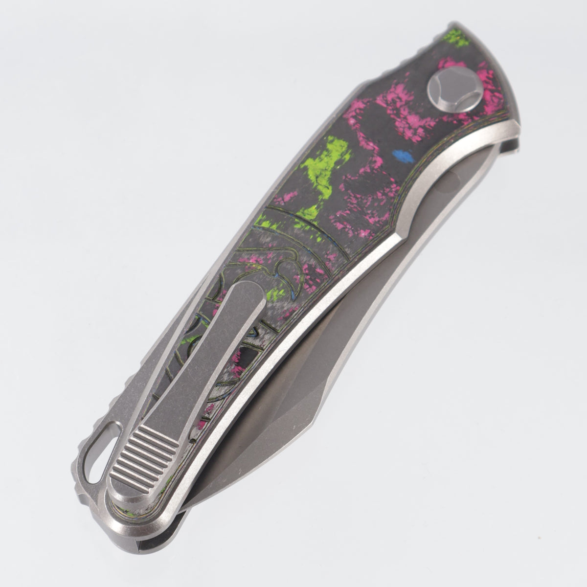 Hawk Knives Talon Auto - Brightwash Titanium w/ 80s Camo Carbon - Brightwash M390 - BROP Exclusive