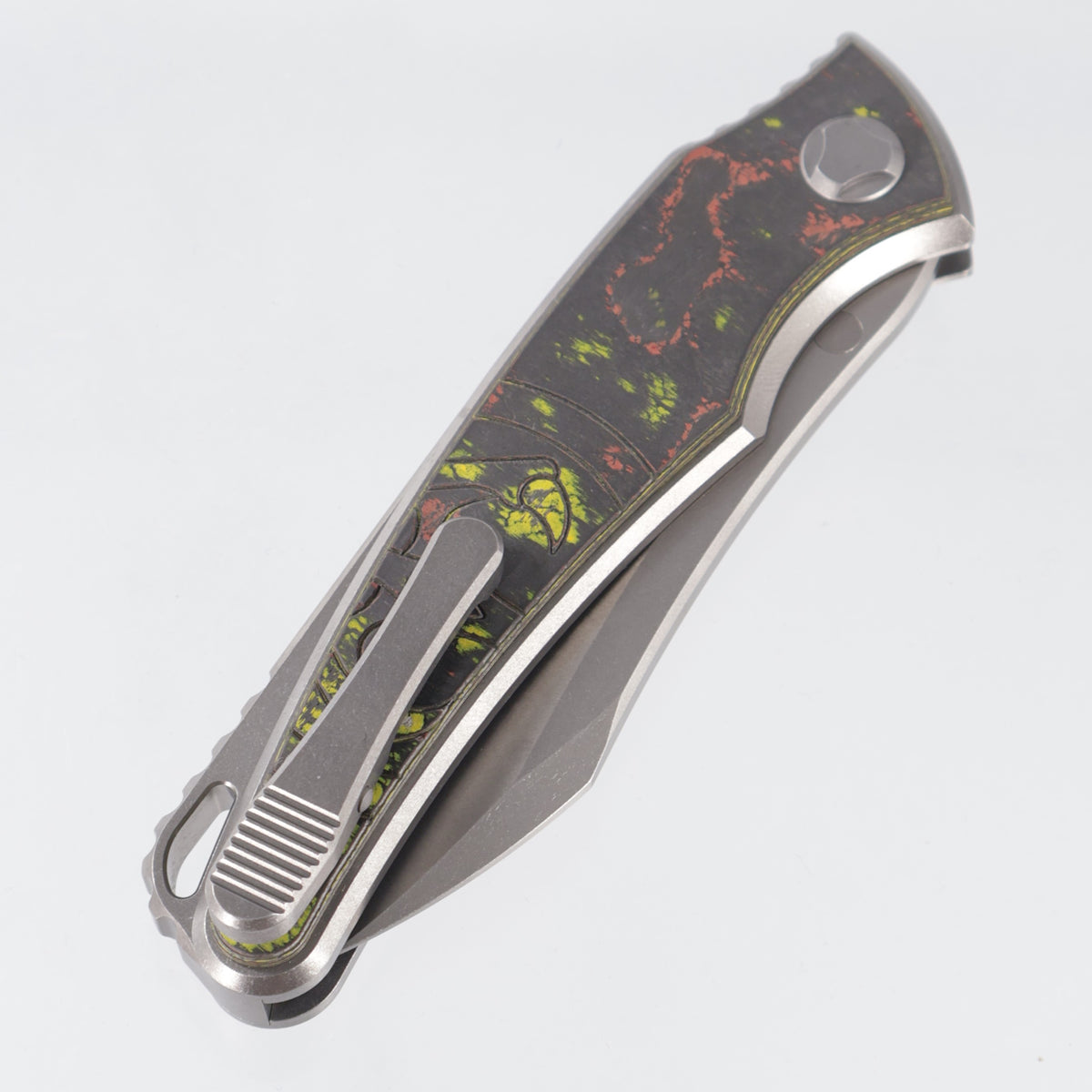 Hawk Knives Talon Auto - Brightwash Titanium w/ Santa Clara Camo Carbon - Brightwash M390
