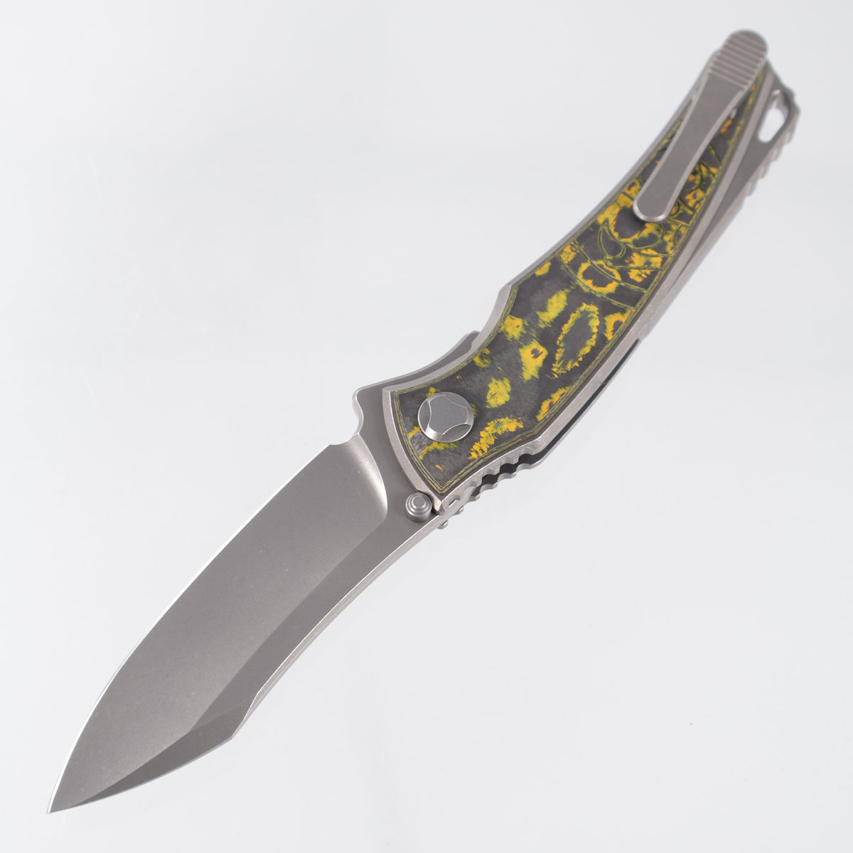 Hawk Knives Talon - Brightwash Titanium w/ Neon Orange Camo Carbon - Brightwash M390