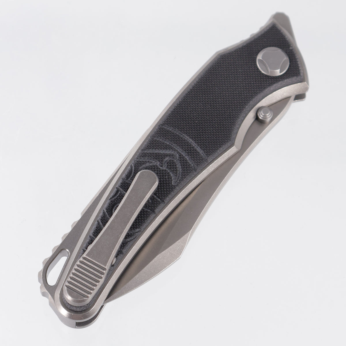 Hawk Knives Talon - Brightwash Titanium w/ Black G10 - Brightwash M390