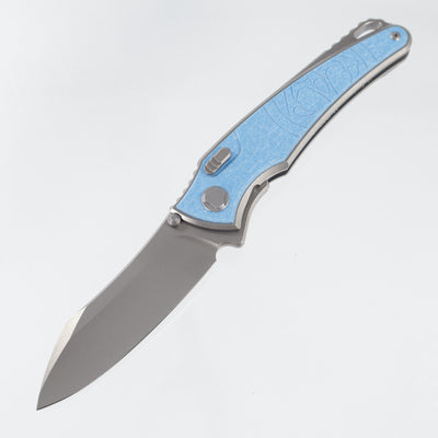 Hawk Knives Talon - Brightwash Titanium w/ Ocean Blue Glass - Brightwash M390