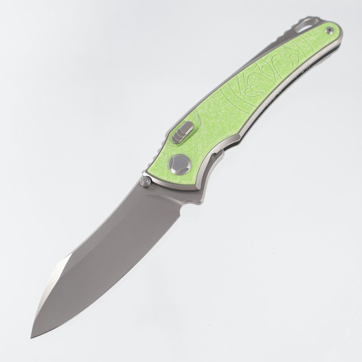 Hawk Knives Talon - Brightwash Titanium w/ Spring Green Glass - Brightwash M390