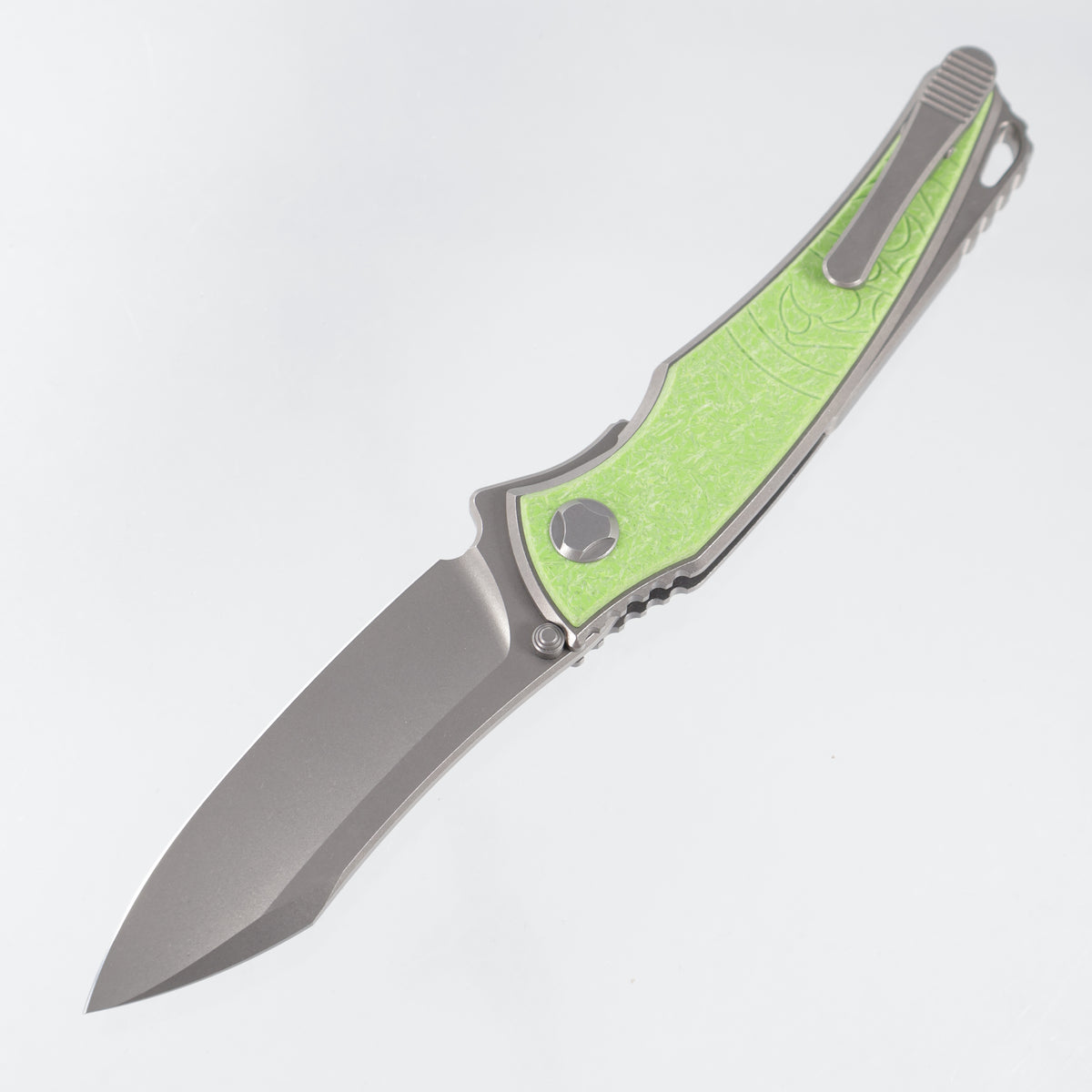 Hawk Knives Talon - Brightwash Titanium w/ Spring Green Glass - Brightwash M390