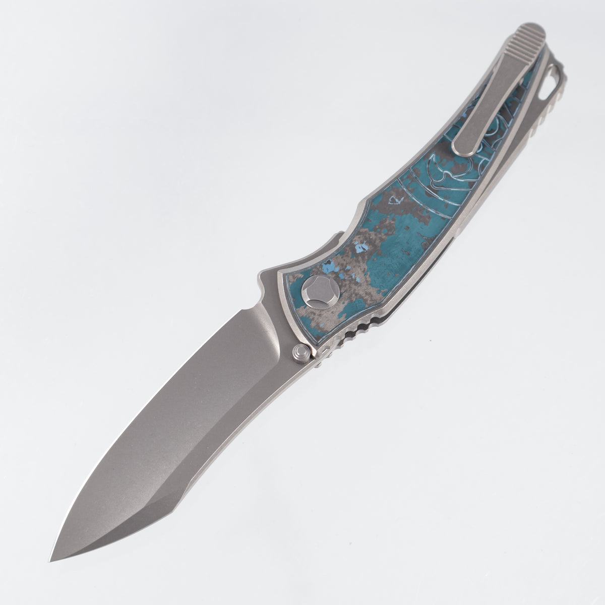 Hawk Knives Talon - Brightwash Titanium w/ Artctic Storm Fat Carbon - Brightwash M390