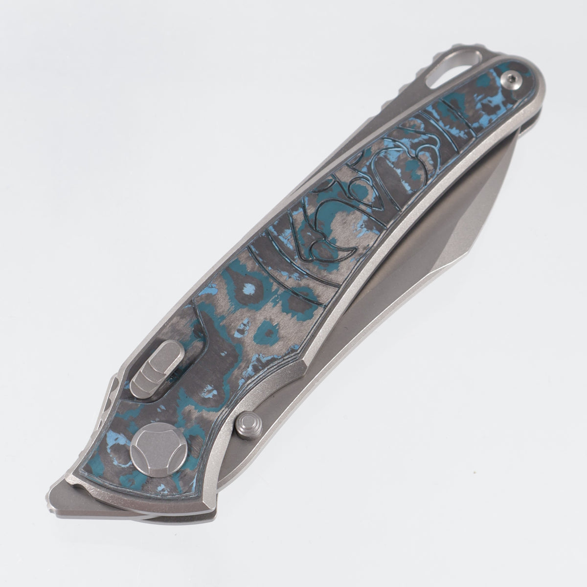 Hawk Knives Talon - Brightwash Titanium w/ Artctic Storm Fat Carbon - Brightwash M390