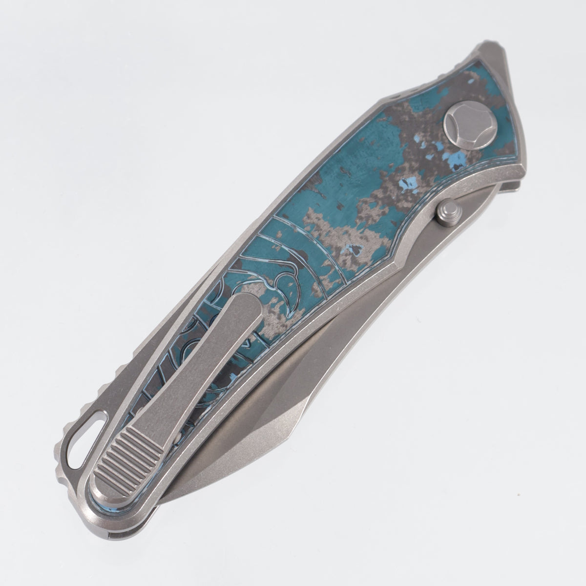 Hawk Knives Talon - Brightwash Titanium w/ Artctic Storm Fat Carbon - Brightwash M390