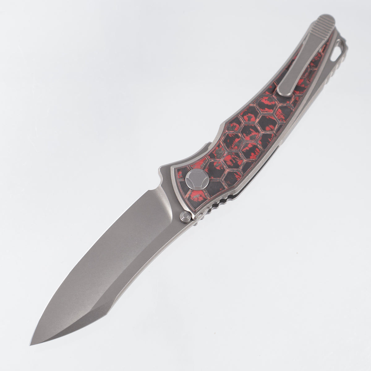 Hawk Knives Talon - Brightwash Titanium w/ Honeycomb Lava Flow Fat Carbon - Brightwash M390