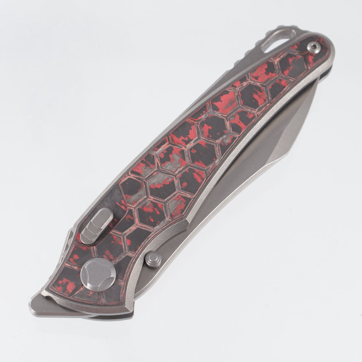 Hawk Knives Talon - Brightwash Titanium w/ Honeycomb Lava Flow Fat Carbon - Brightwash M390