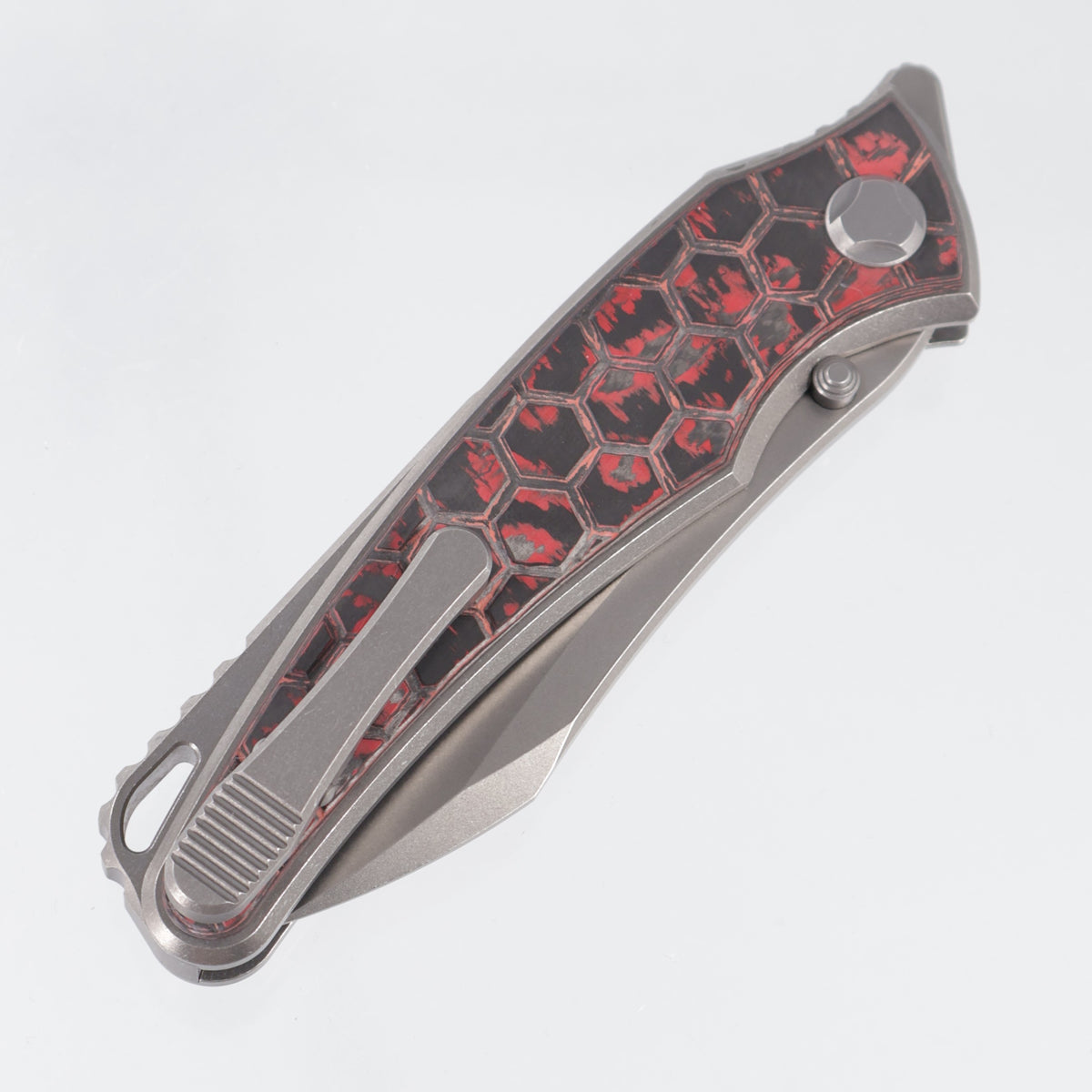 Hawk Knives Talon - Brightwash Titanium w/ Honeycomb Lava Flow Fat Carbon - Brightwash M390