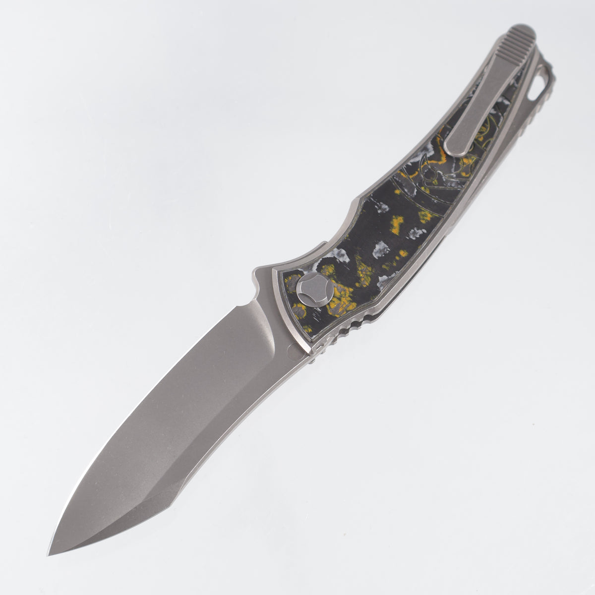Hawk Knives Talon Auto - Brightwash Titanium w/ Giants Camo Carbon - Brightwash M390