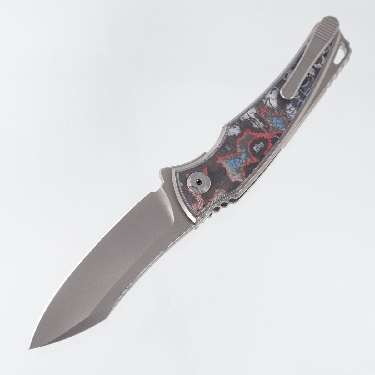Hawk Knives Talon Auto - Brightwash Titanium w/ America Camo Carbon - Brightwash M390