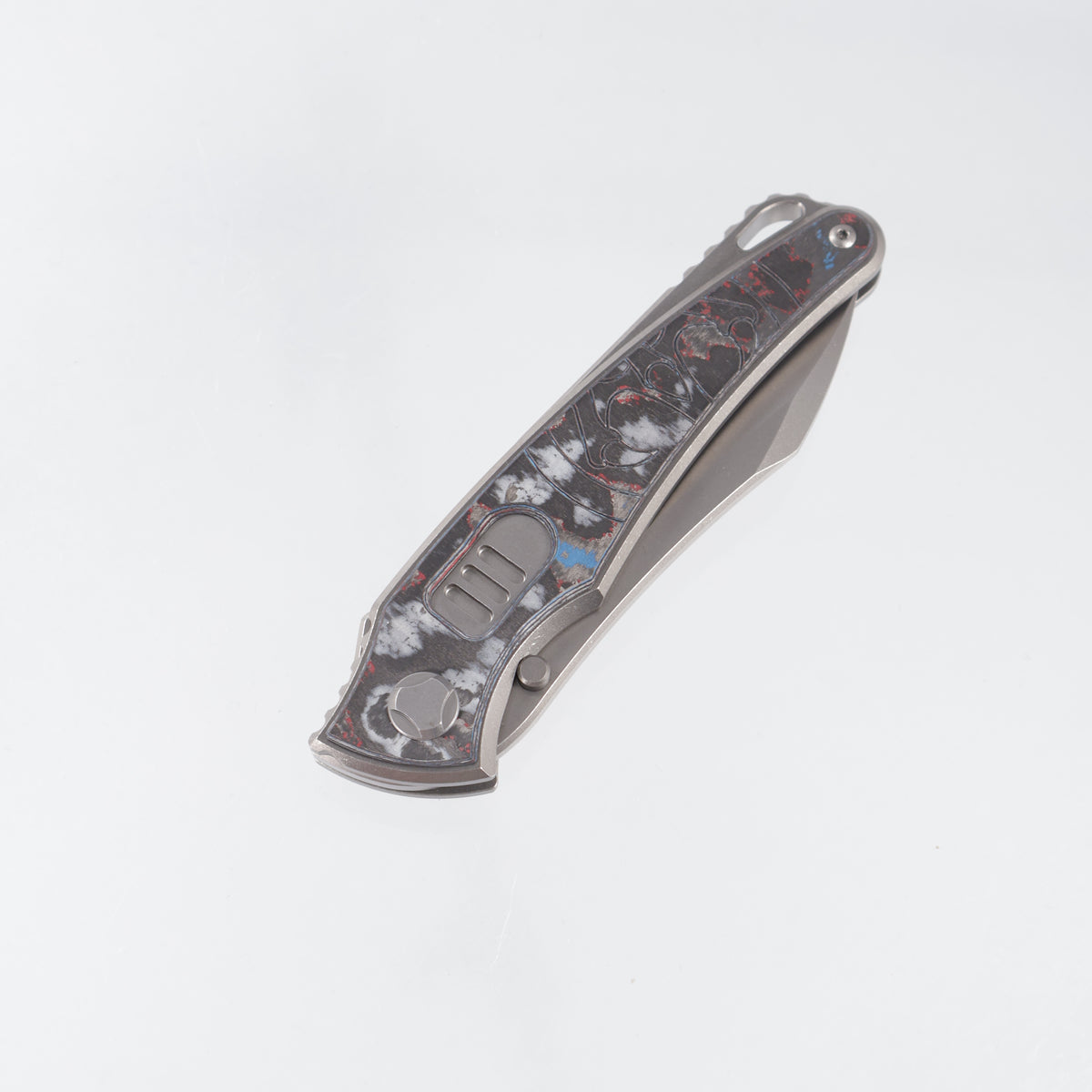 Hawk Knives Talon Auto - Brightwash Titanium w/ America Camo Carbon - Brightwash M390