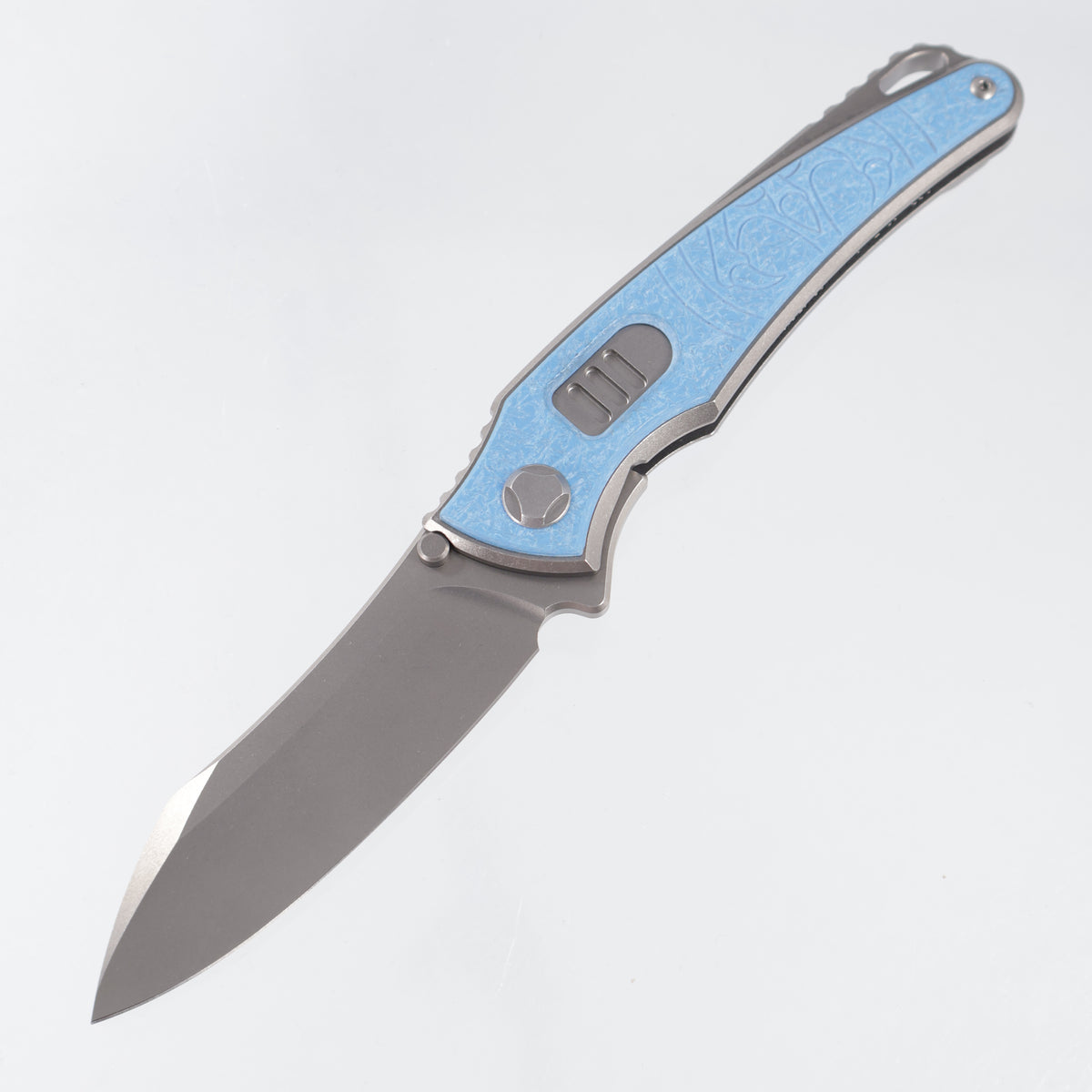 Hawk Knives Talon Auto - Brightwash Titanium w/ Ocean Blue Glass - Brightwash M390