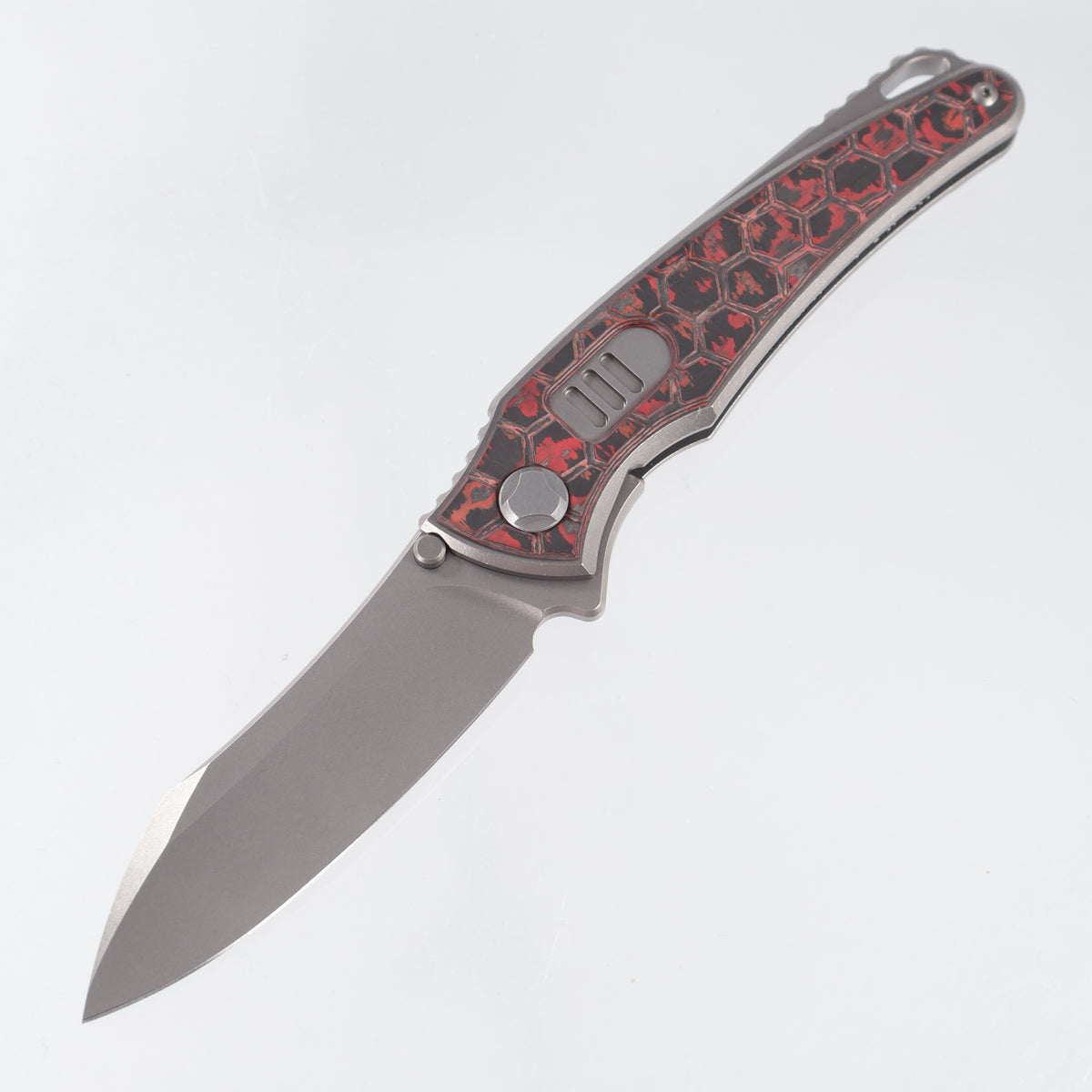 Hawk Knives Talon Auto - Brightwash Titanium w/ Honeycomb Lava Flow Fat Carbon - Brightwash M390