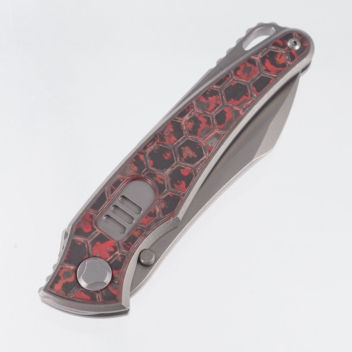 Hawk Knives Talon Auto - Brightwash Titanium w/ Honeycomb Lava Flow Fat Carbon - Brightwash M390