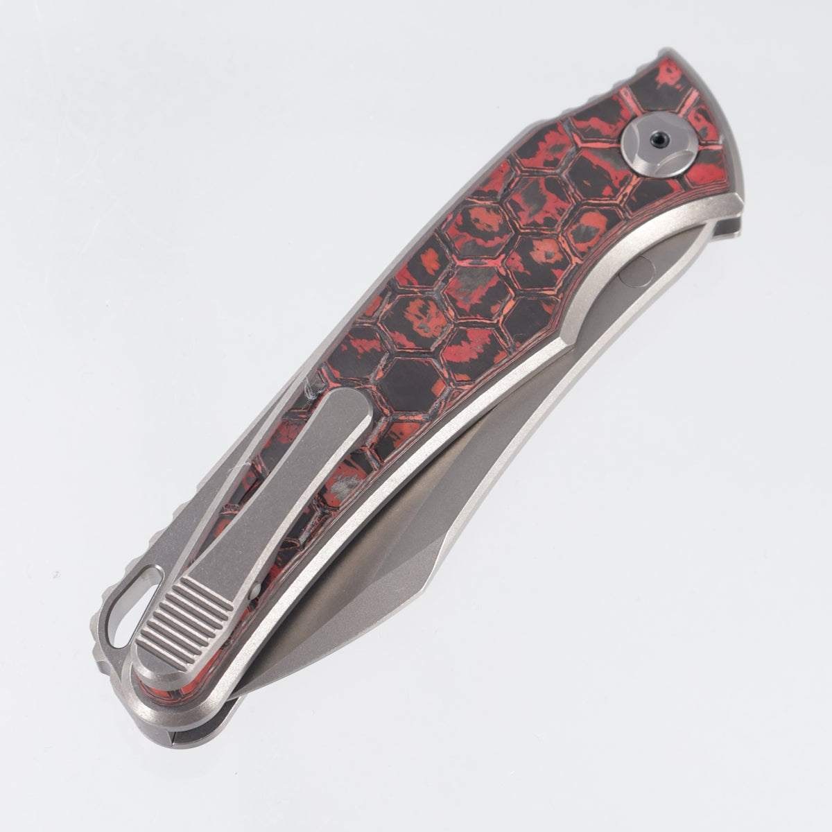 Hawk Knives Talon Auto - Brightwash Titanium w/ Honeycomb Lava Flow Fat Carbon - Brightwash M390
