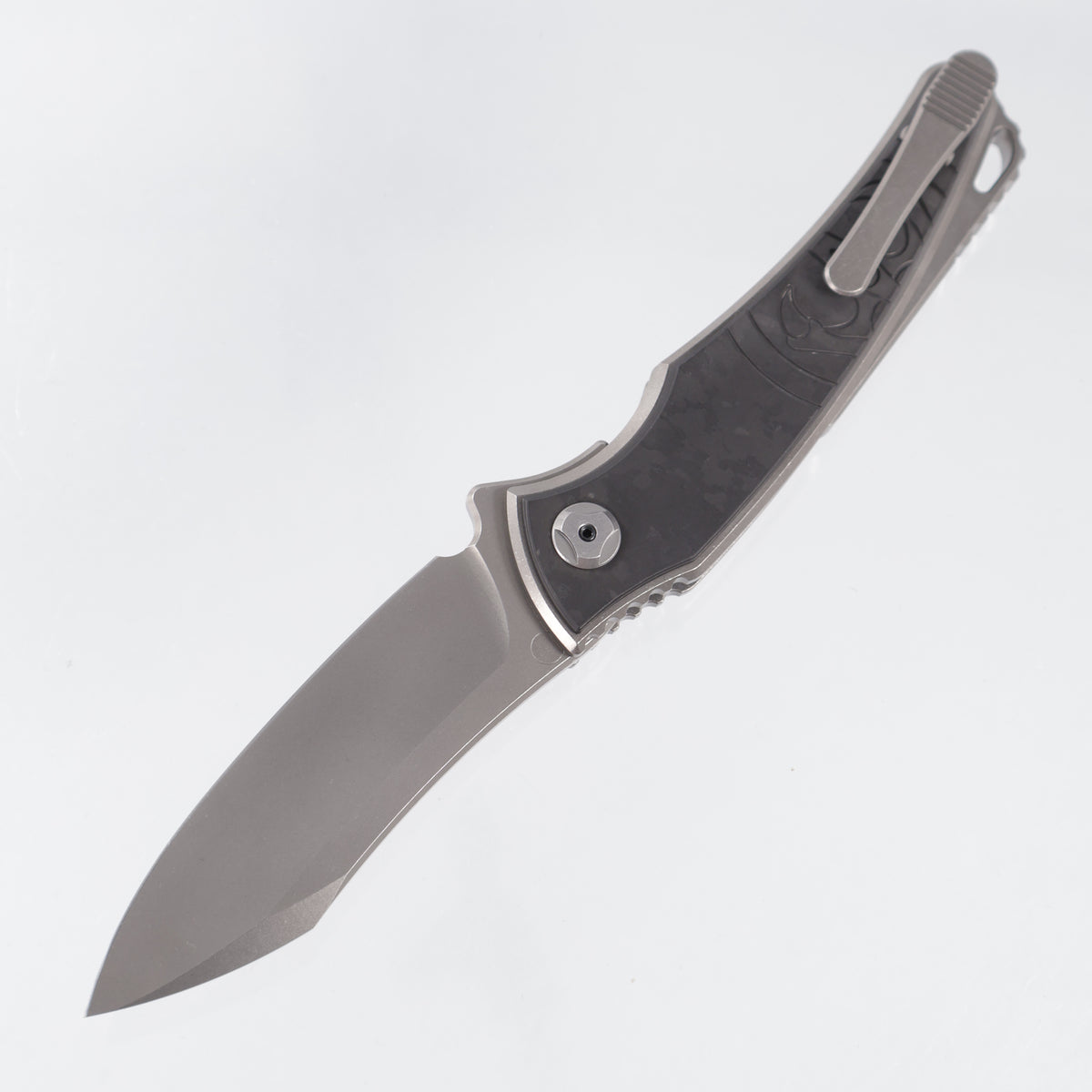Hawk Knives Talon Auto - Brightwash Titanium w/ Spectral Fat Carbon - Brightwash M390