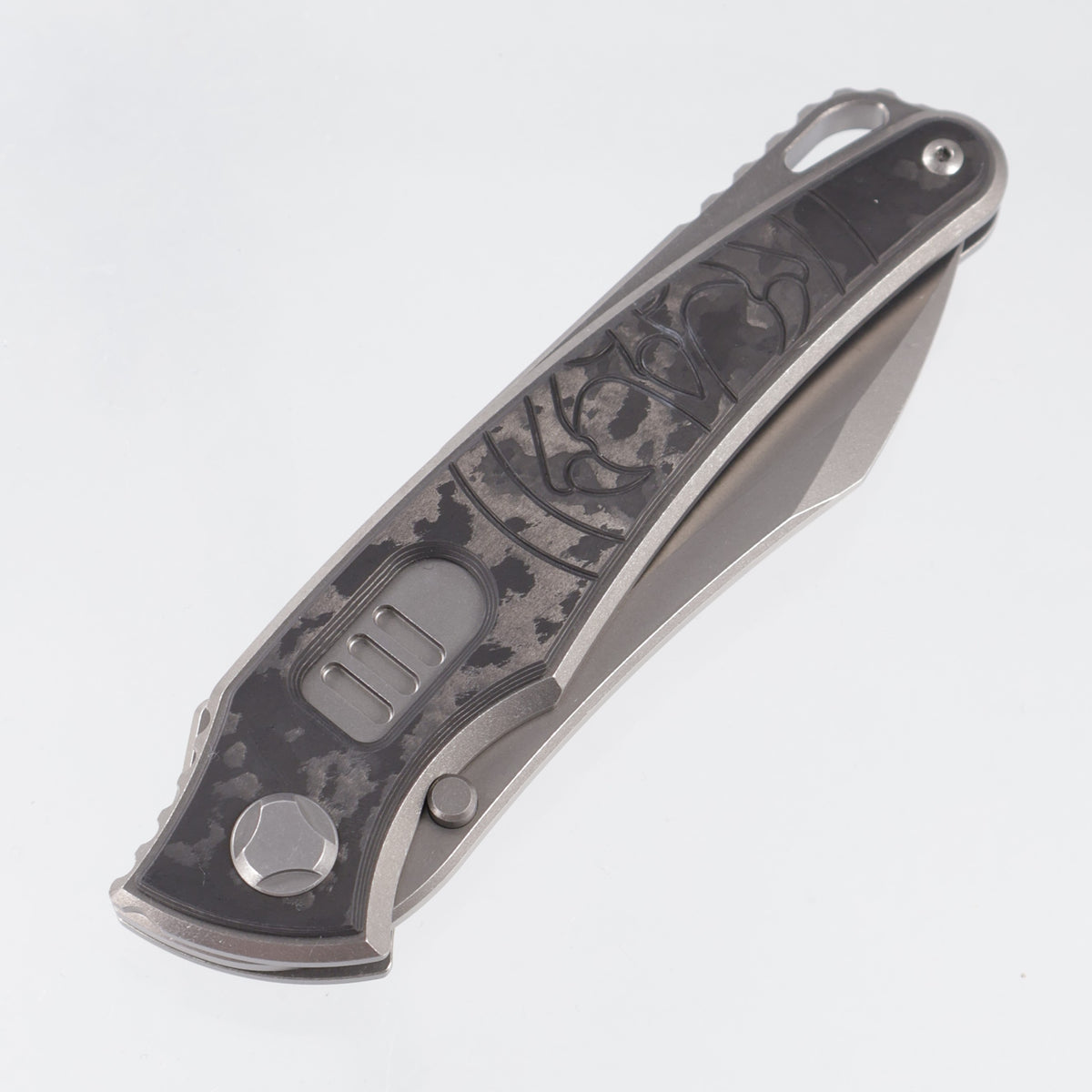 Hawk Knives Talon Auto - Brightwash Titanium w/ Spectral Fat Carbon - Brightwash M390
