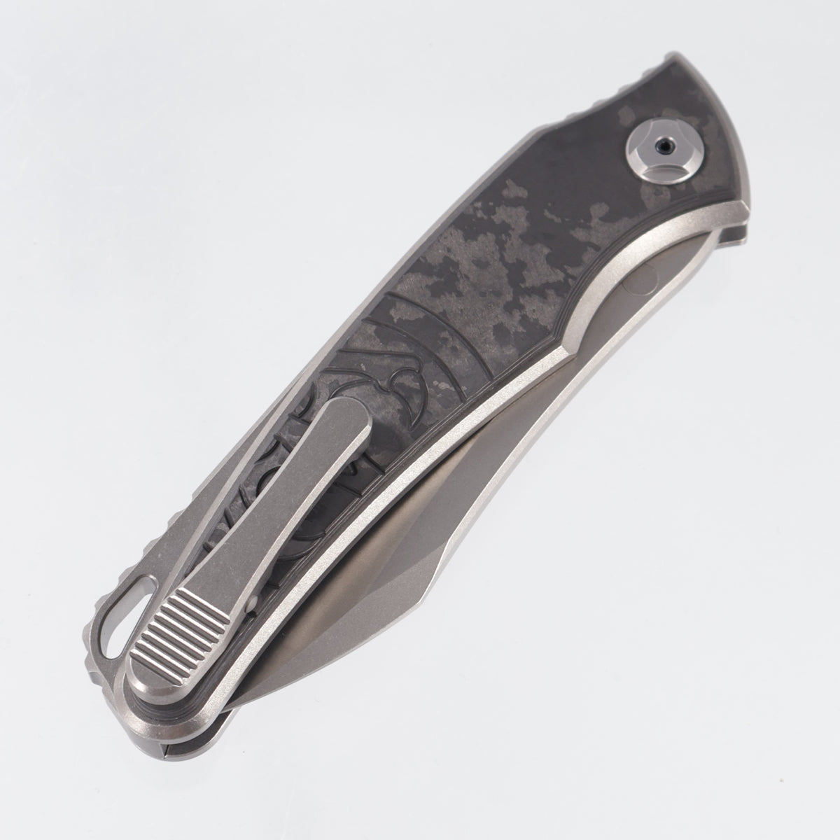 Hawk Knives Talon Auto - Brightwash Titanium w/ Spectral Fat Carbon - Brightwash M390