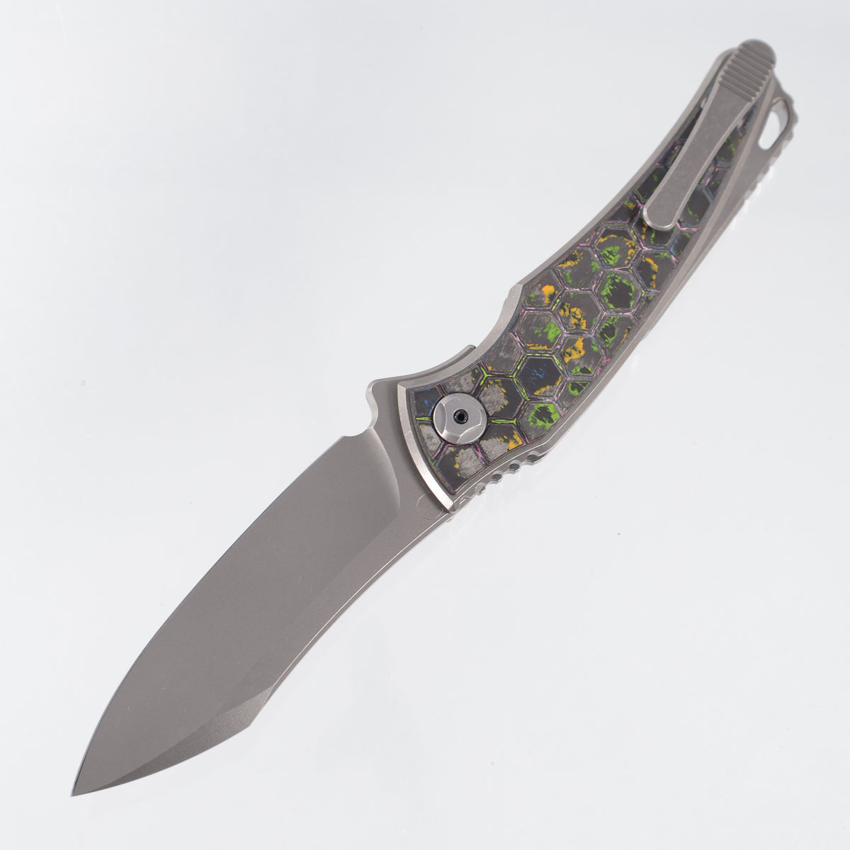 Hawk Knives Talon Auto - Brightwash Titanium w/ Honeycomb 80s Camo Carbon - Brightwash M390 - BROP Exclusive