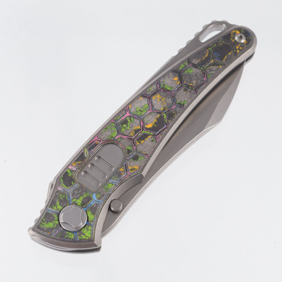 Hawk Knives Talon Auto - Brightwash Titanium w/ Honeycomb 80s Camo Carbon - Brightwash M390 - BROP Exclusive