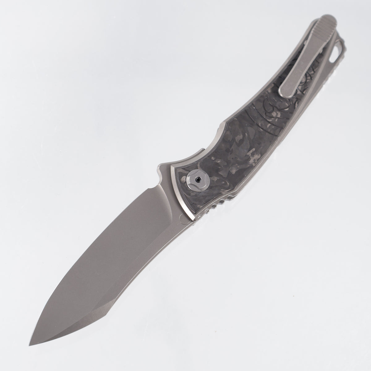 Hawk Knives Talon Auto - Brightwash Titanium w/ Black Ops Marble Carbon Fiber - Brightwash M390