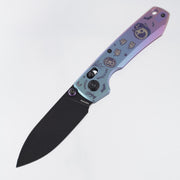Vosteed Halloween Raccoon TiSlim - Teal & Purple Fade Anodized Monster & Jar Titanium - Black Stonewash 154CM - A4516