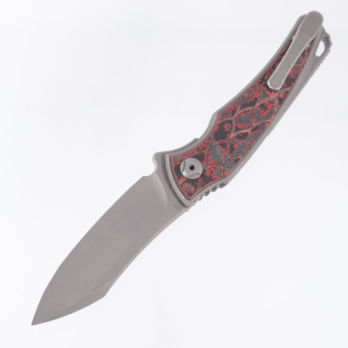 Hawk Knives Talon Auto - Darkwash Titanium w/ Dragonscale Lava Flow Fat Carbon - Darkwash M390