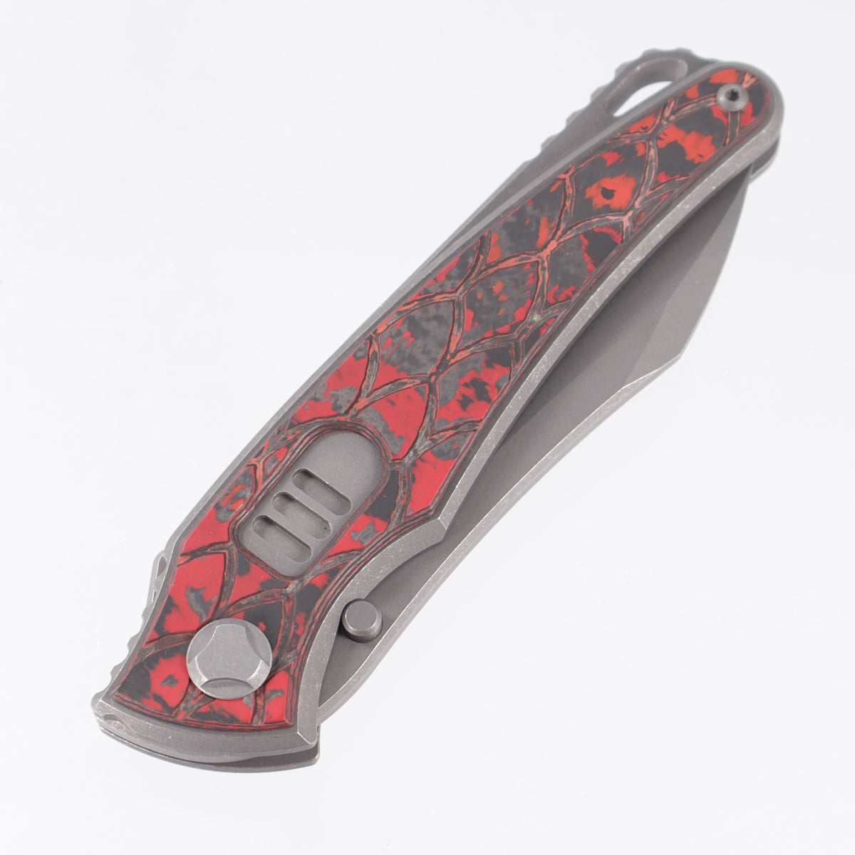 Hawk Knives Talon Auto - Darkwash Titanium w/ Dragonscale Lava Flow Fat Carbon - Darkwash M390