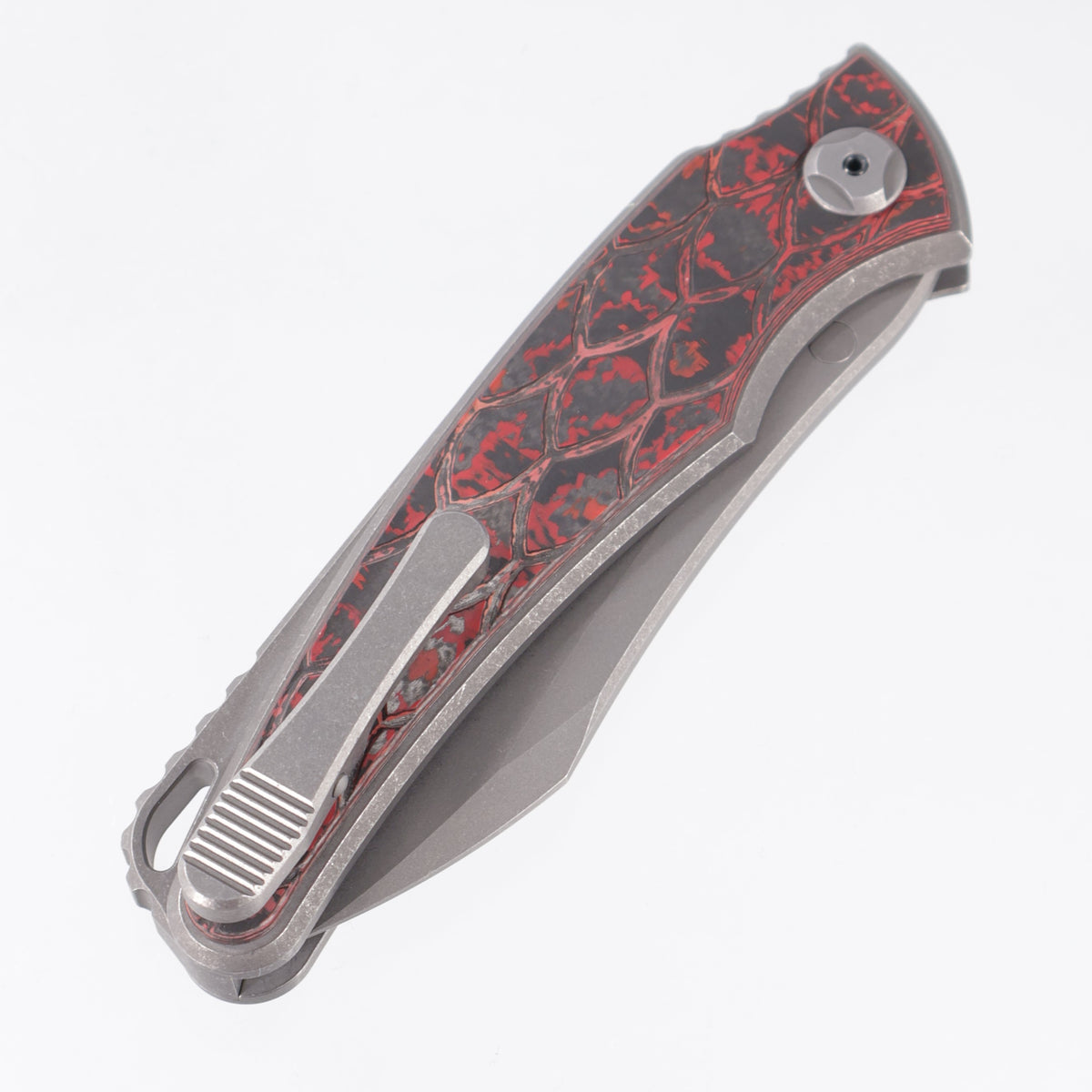 Hawk Knives Talon Auto - Darkwash Titanium w/ Dragonscale Lava Flow Fat Carbon - Darkwash M390