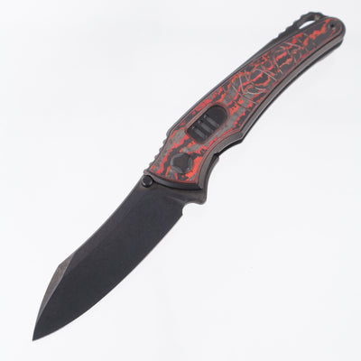 Hawk Knives Talon Auto - DLC Titanium w/ Crosscut Lava Flow Fat Carbon - DLC M390
