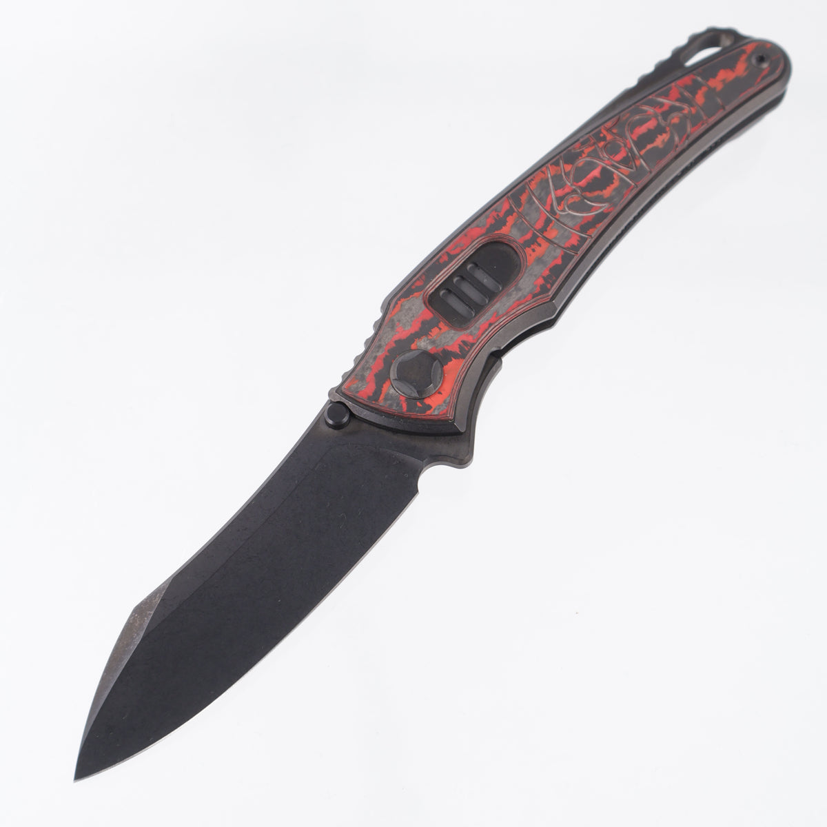 Hawk Knives Talon Auto - DLC Titanium w/ Crosscut Lava Flow Fat Carbon - DLC M390