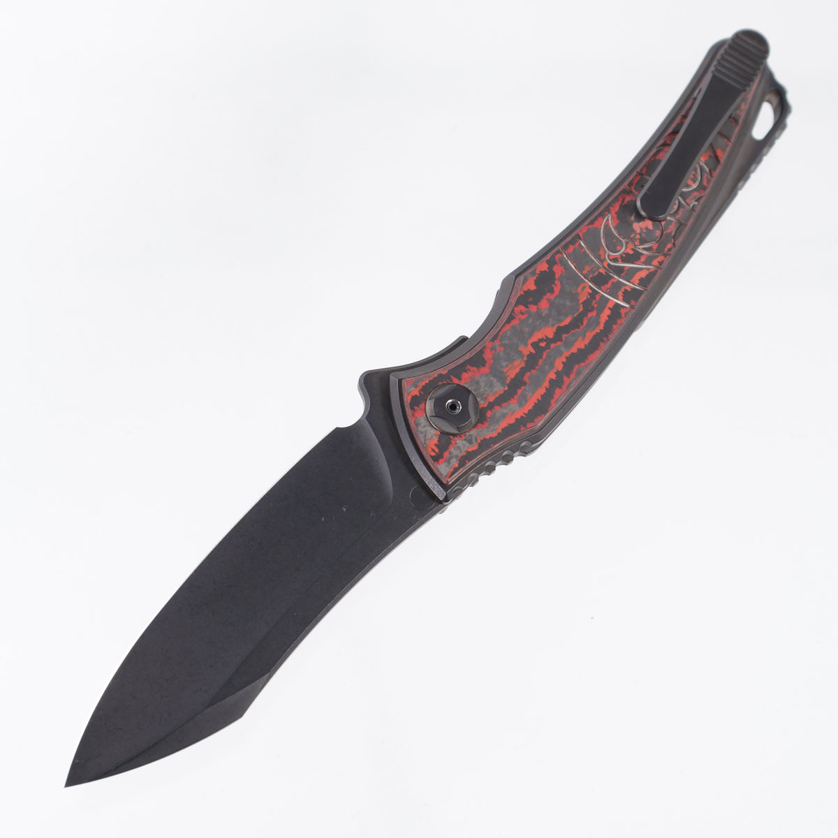 Hawk Knives Talon Auto - DLC Titanium w/ Crosscut Lava Flow Fat Carbon - DLC M390