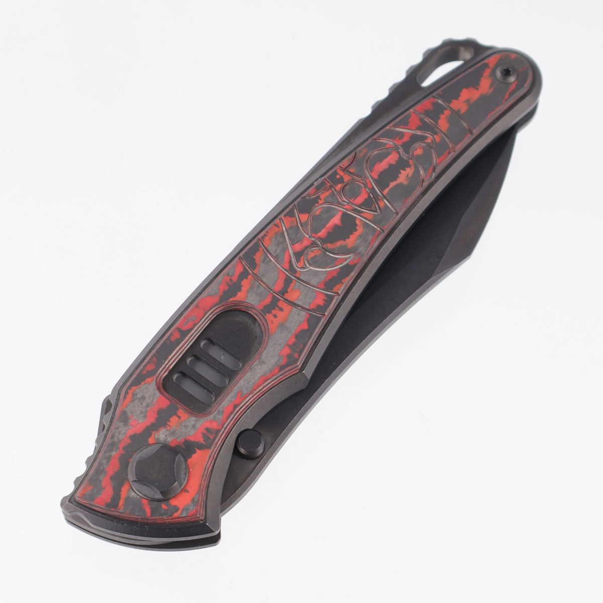 Hawk Knives Talon Auto - DLC Titanium w/ Crosscut Lava Flow Fat Carbon - DLC M390