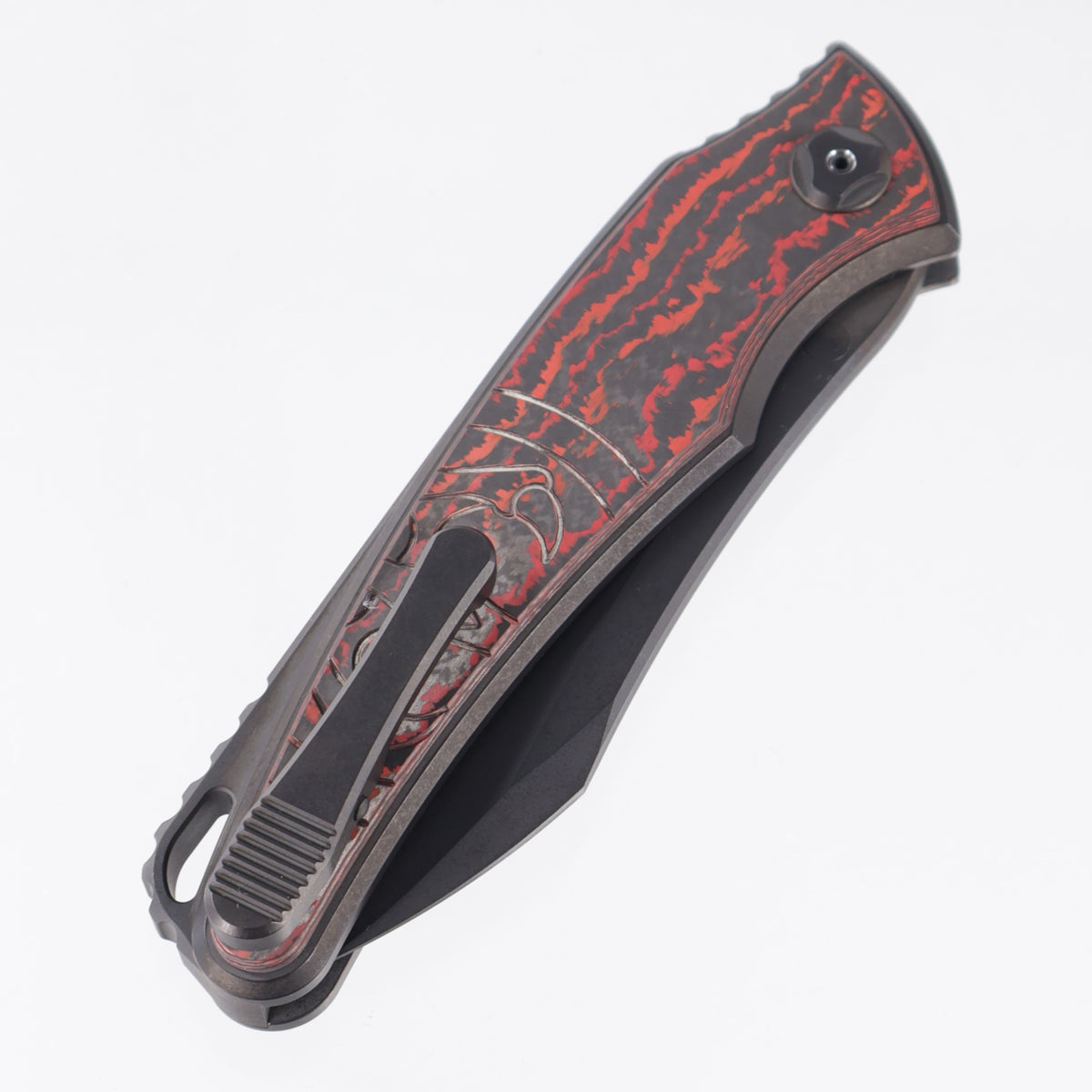 Hawk Knives Talon Auto - DLC Titanium w/ Crosscut Lava Flow Fat Carbon - DLC M390