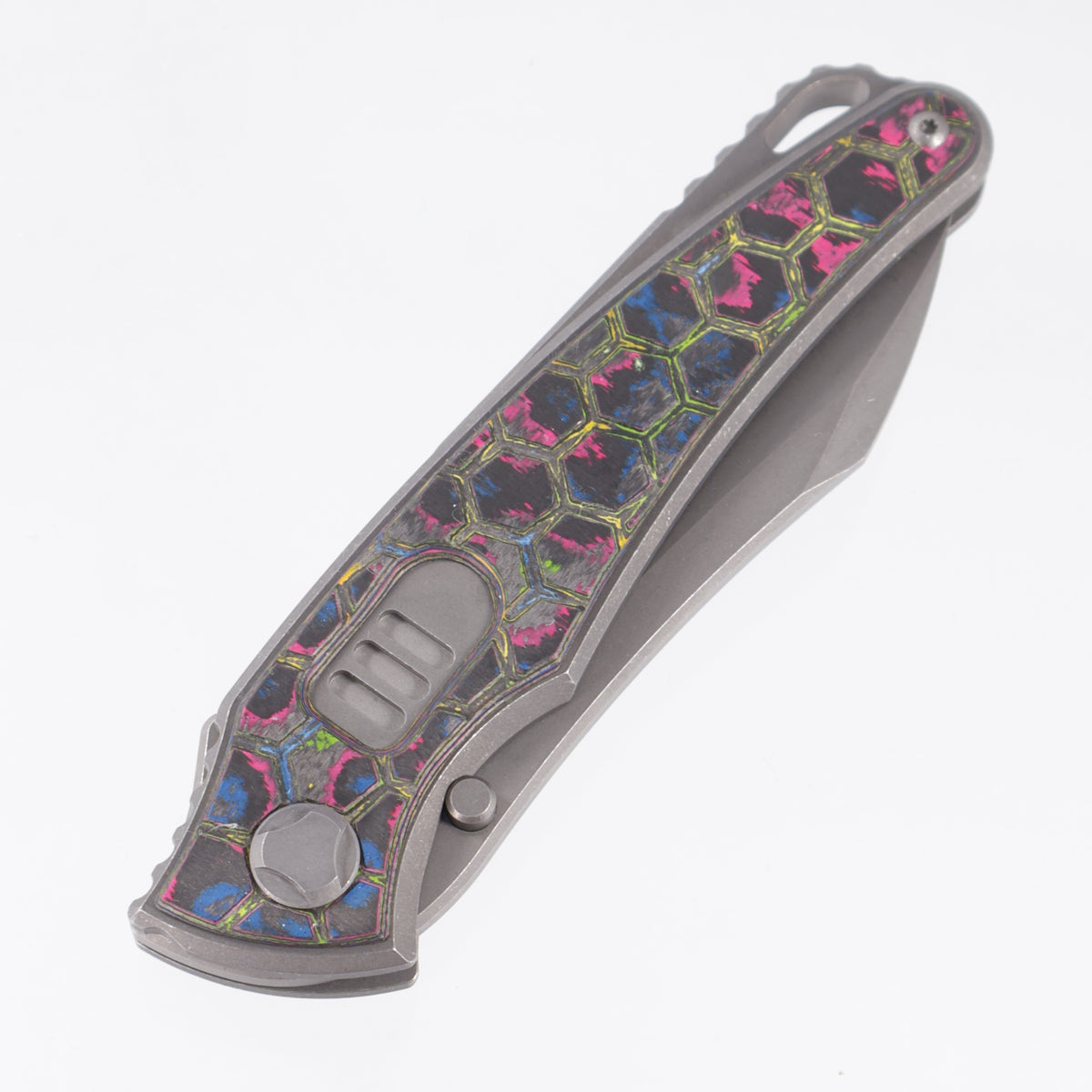 Hawk Knives Talon Auto - Darkwash Titanium w/ Honeycomb 80s Camo Carbon - Darkwash M390 - BROP Exclusive