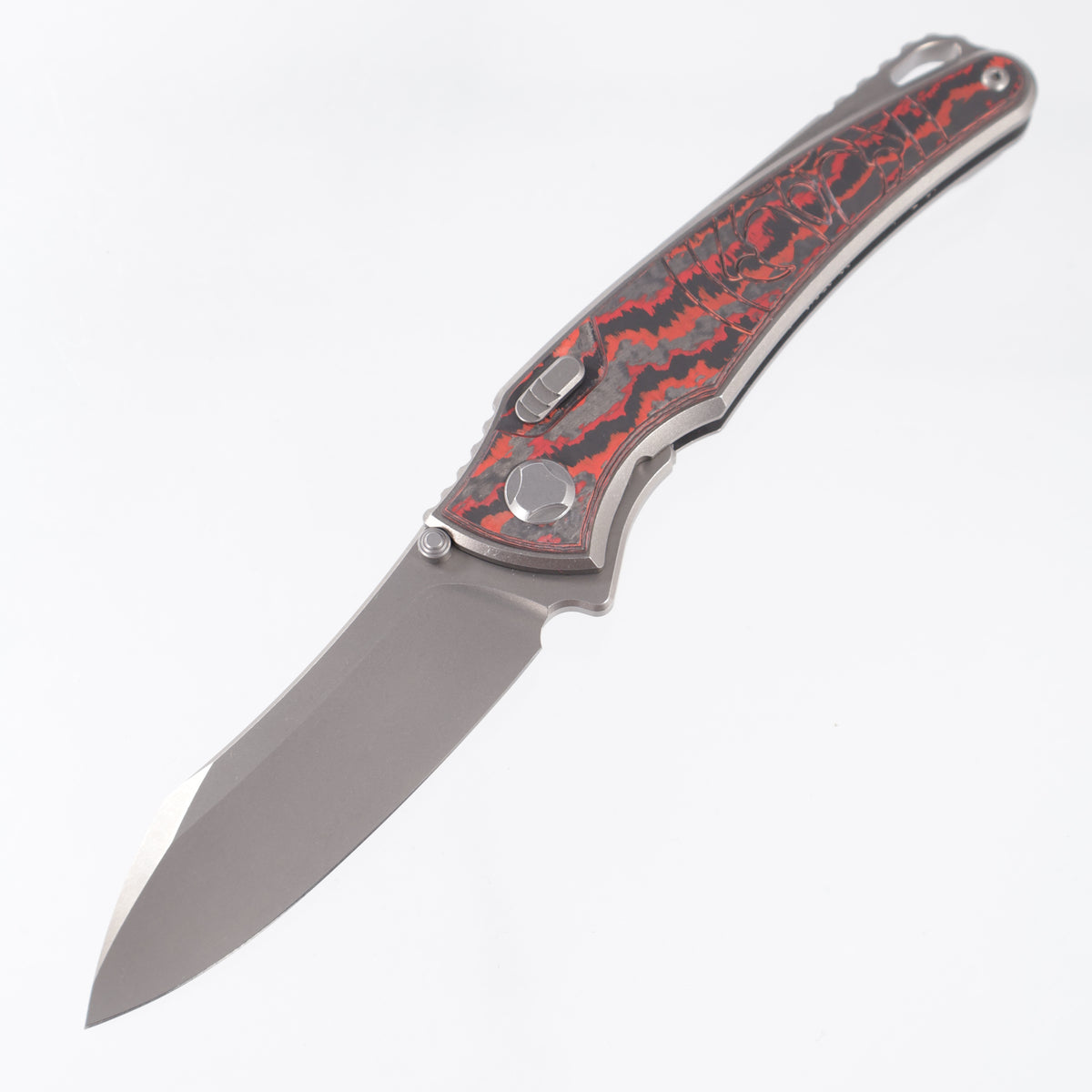 Hawk Knives Talon - Brightwash Titanium w/ Crosscut Lava Flow Fat Carbon - Brightwash M390