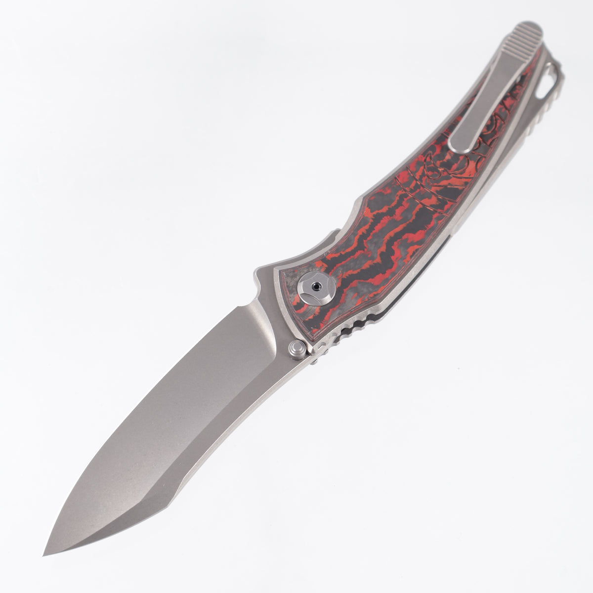 Hawk Knives Talon - Brightwash Titanium w/ Crosscut Lava Flow Fat Carbon - Brightwash M390