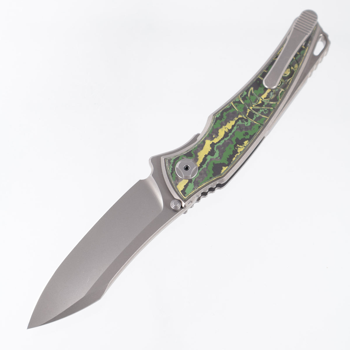 Hawk Knives Talon - Brightwash Titanium w/ Crosscut Toxic Storm Fat Carbon - Brightwash M390