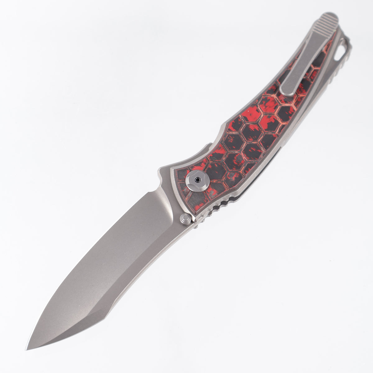 Hawk Knives Talon - Brightwash Titanium w/ Honeycomb Lava Flow Fat Carbon - Brightwash M390