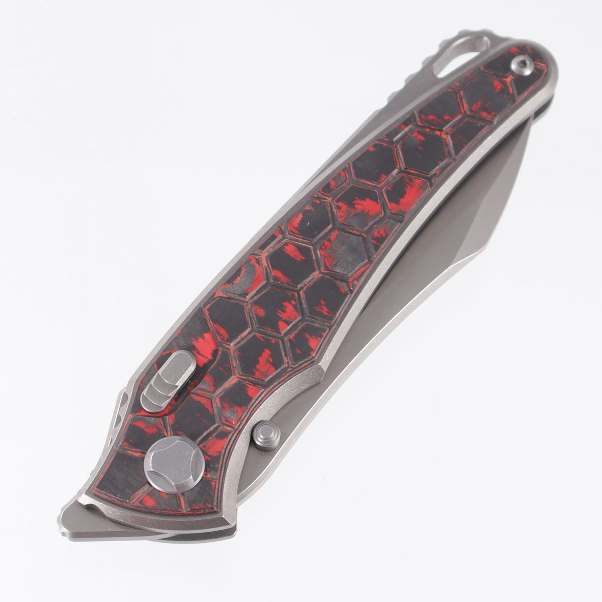 Hawk Knives Talon - Brightwash Titanium w/ Honeycomb Lava Flow Fat Carbon - Brightwash M390