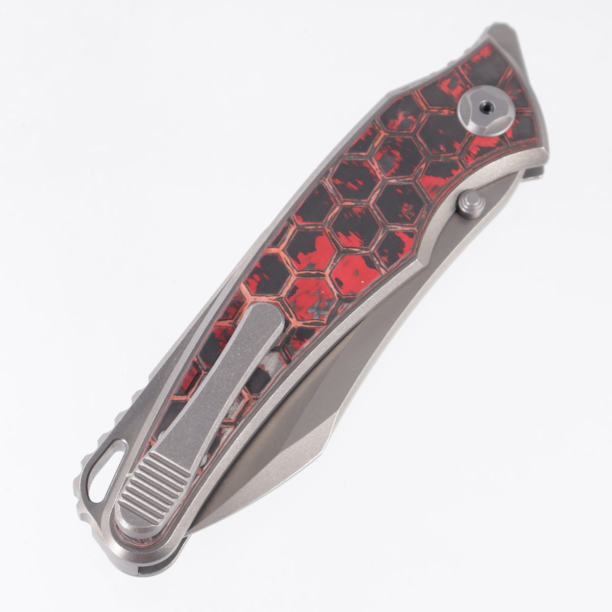 Hawk Knives Talon - Brightwash Titanium w/ Honeycomb Lava Flow Fat Carbon - Brightwash M390