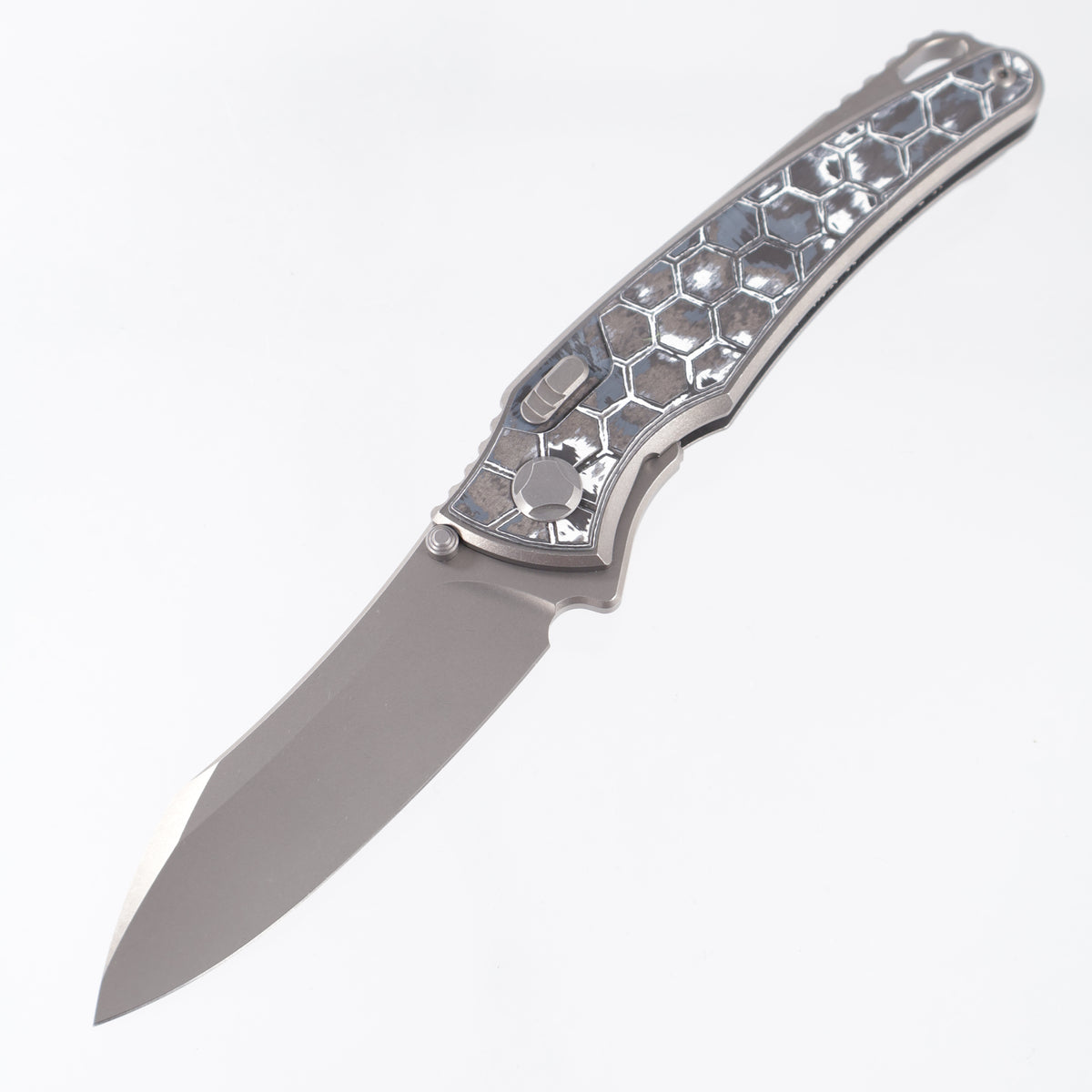 Hawk Knives Talon - Brightwash Titanium w/ Honeycomb White Storm Fat Carbon - Brightwash M390