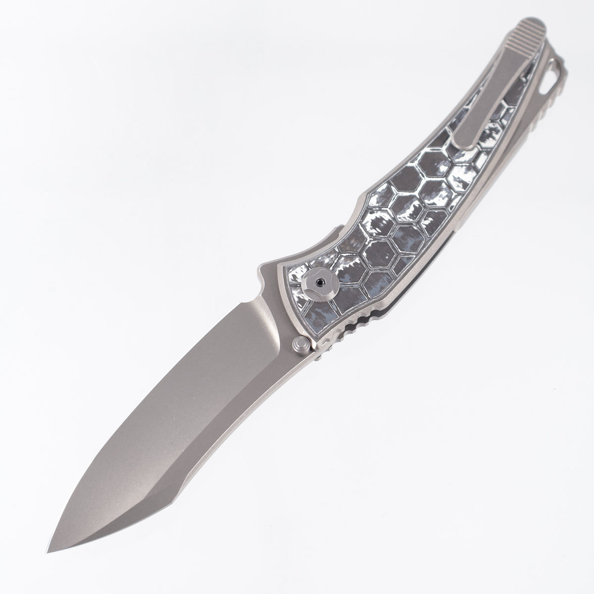 Hawk Knives Talon - Brightwash Titanium w/ Honeycomb White Storm Fat Carbon - Brightwash M390