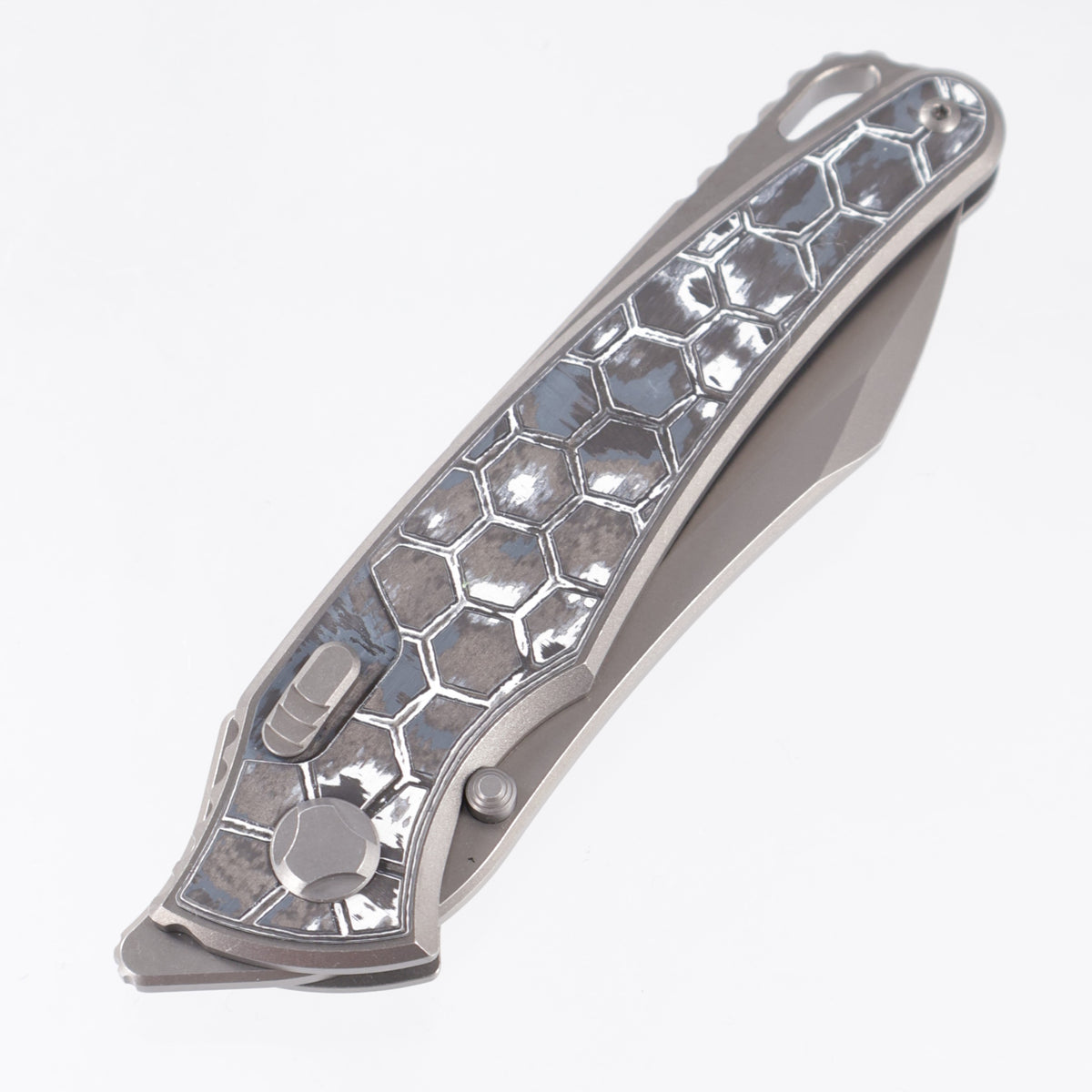 Hawk Knives Talon - Brightwash Titanium w/ Honeycomb White Storm Fat Carbon - Brightwash M390